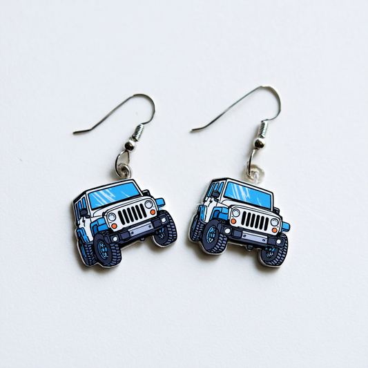 Custom Jeep Earrings – Off-Road Ink Shrinky Plastic Art